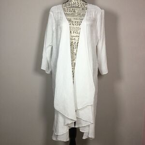White gauzy front sheer lace back duster robe kimono coverup 
bride fairy M/L